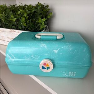 Caboodles On the Go Sea Foam Green Aqua Turquoise Makeup Case Organizer Vintage